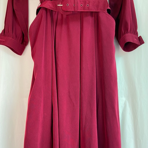 Leslie Faye vintaged cranberry red belted midi dress SZ 10 - Picture 5 of 10